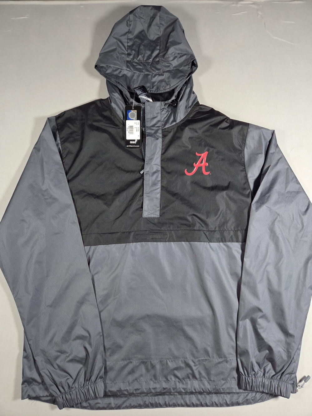 Alabama Crimson Tide Men's Grey & Black Pullover Windbreaker/Rain Jacket XL New!